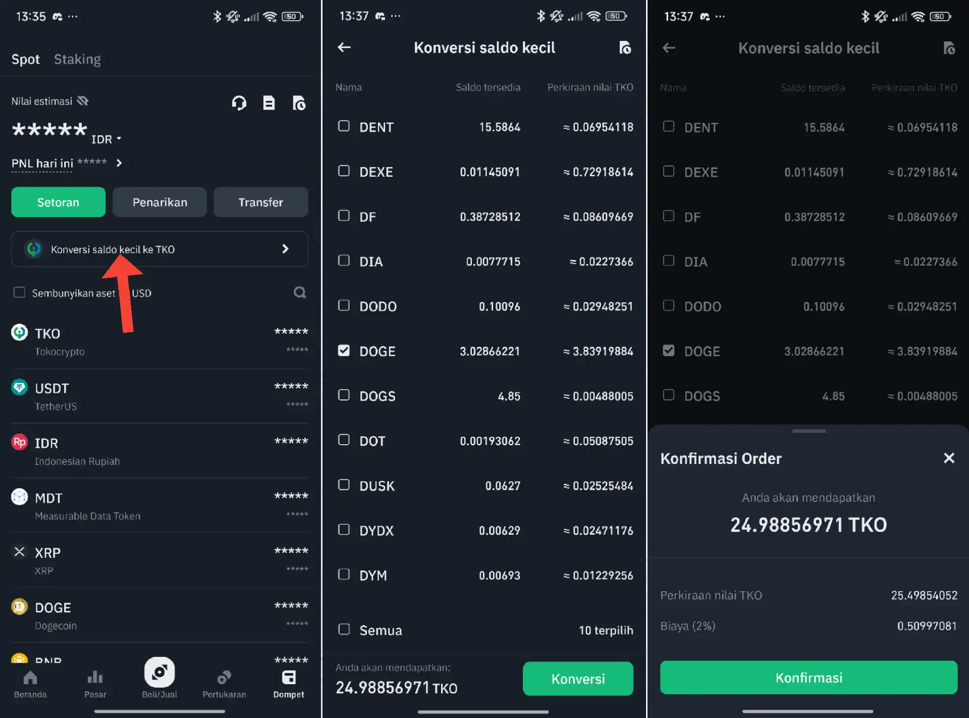 Convert Aset Kecil di Tokocrypto ke TKO Secara Otomatis