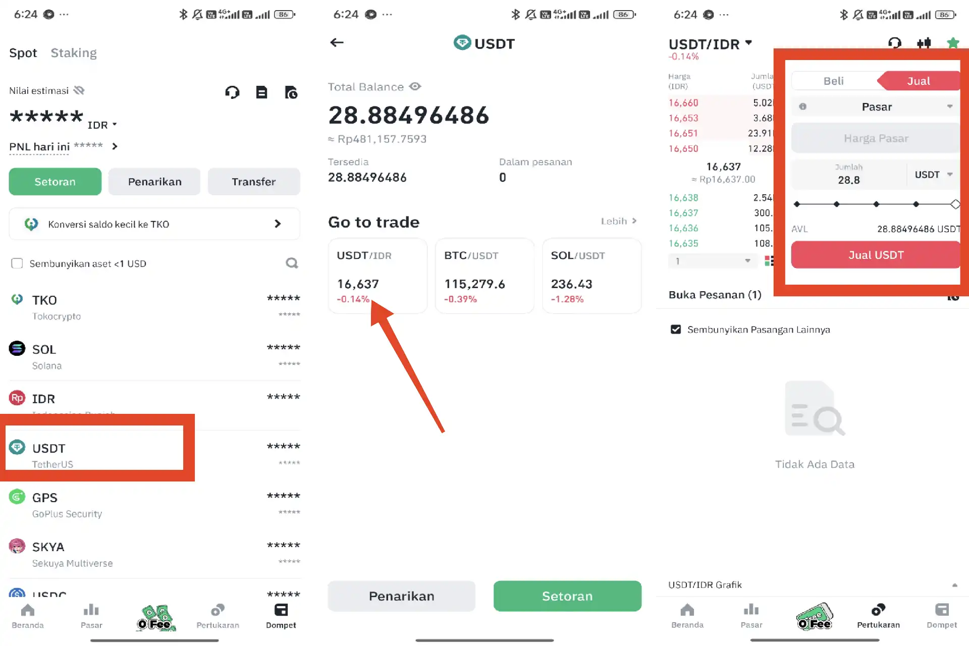 Cara Mencairkan USDT ke Rupiah di Tokocrypto