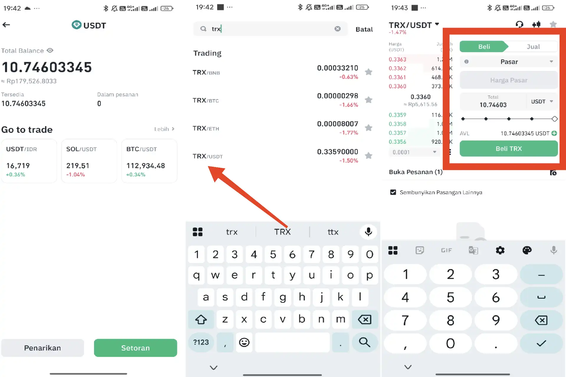 Cara Beli TRX di Tokocrypto