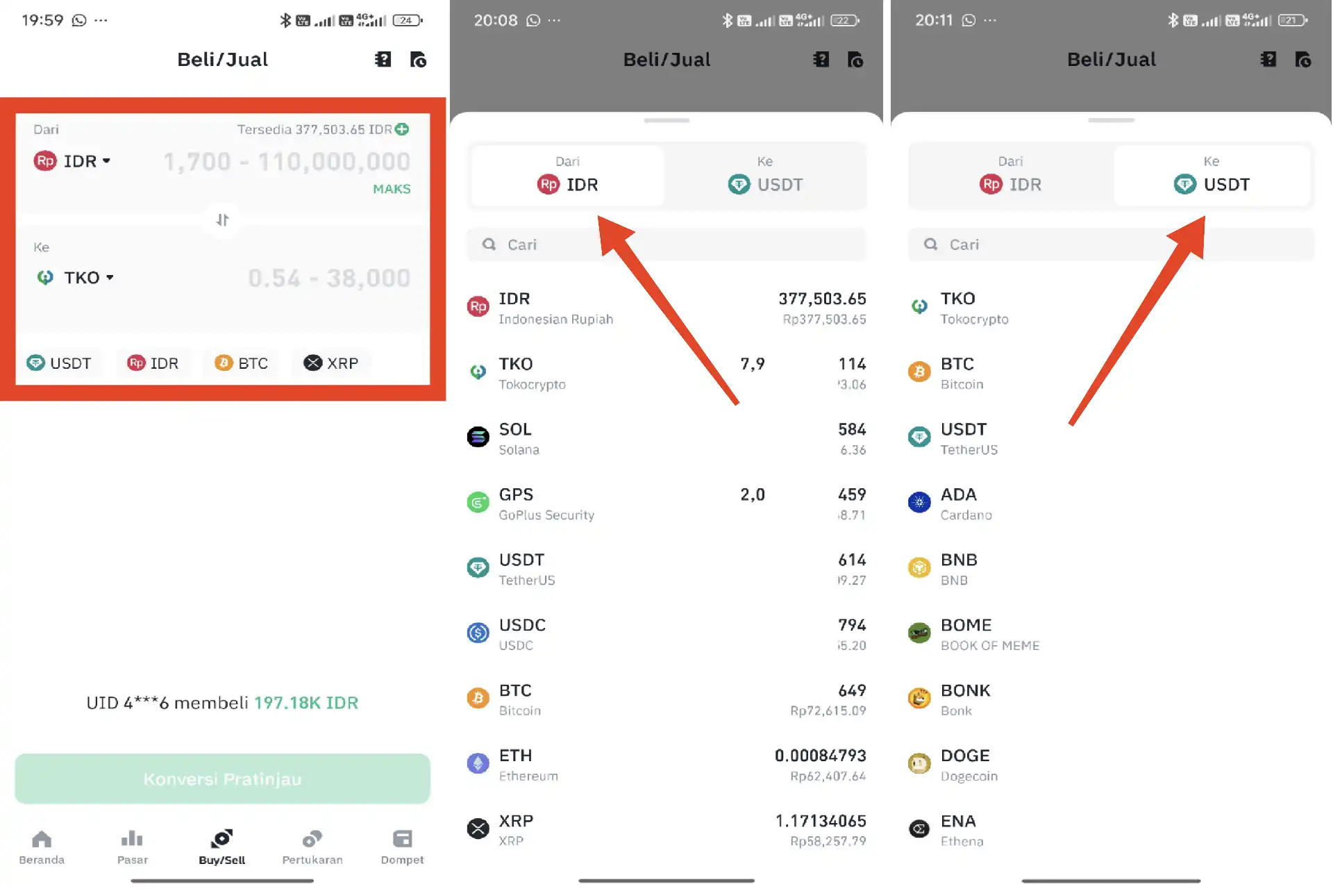 Fitur Convert Tokocrypto