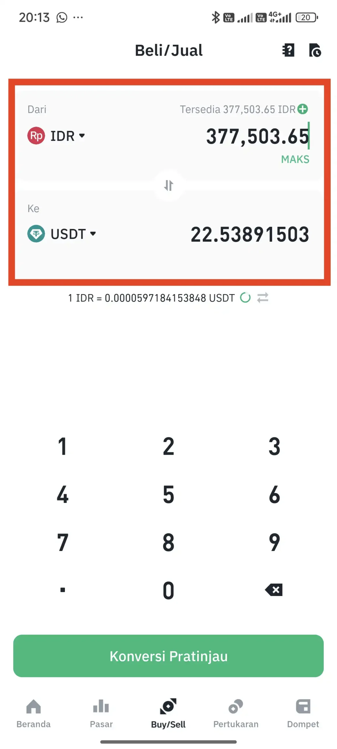 Fitur Convert Tokocrypto