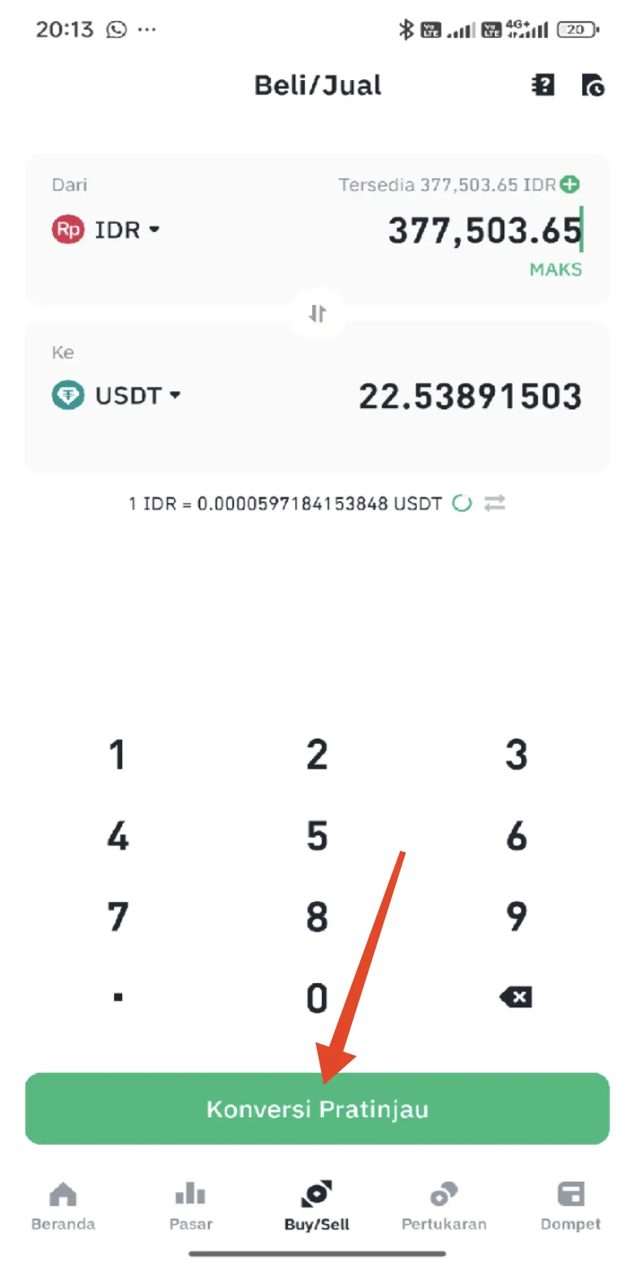 Fitur Convert Tokocrypto