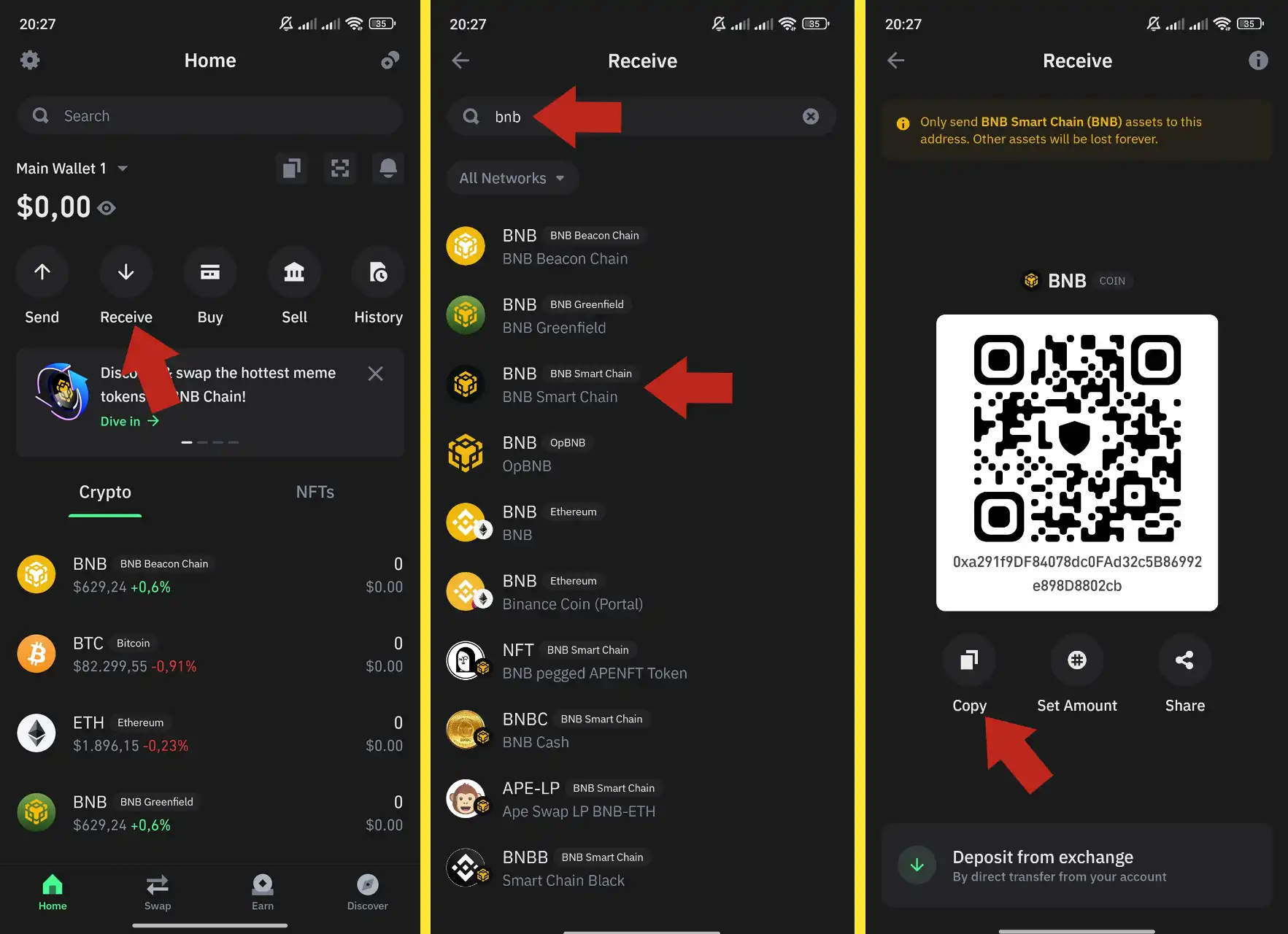 Mendapatkan Alamat Deposit Trust Wallet