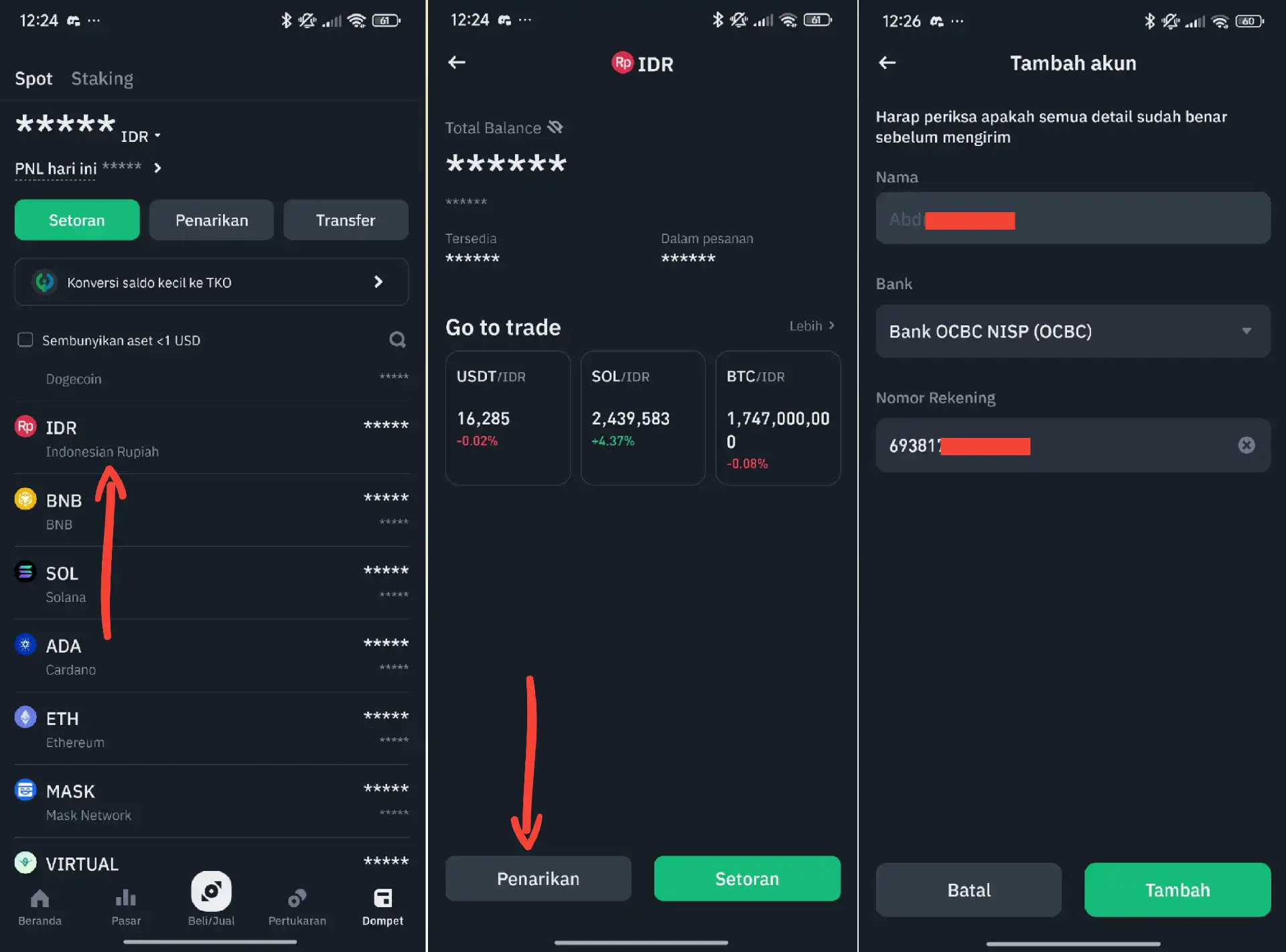 Cara Penarikan Tokocrypto ke OCBC Bank