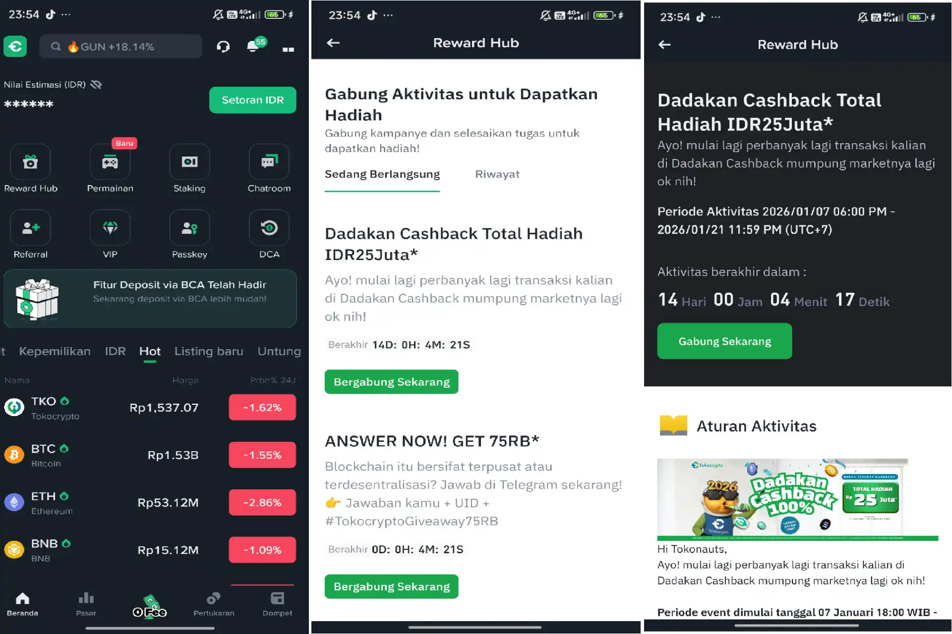 Cashback Dadakan Tokocrypto