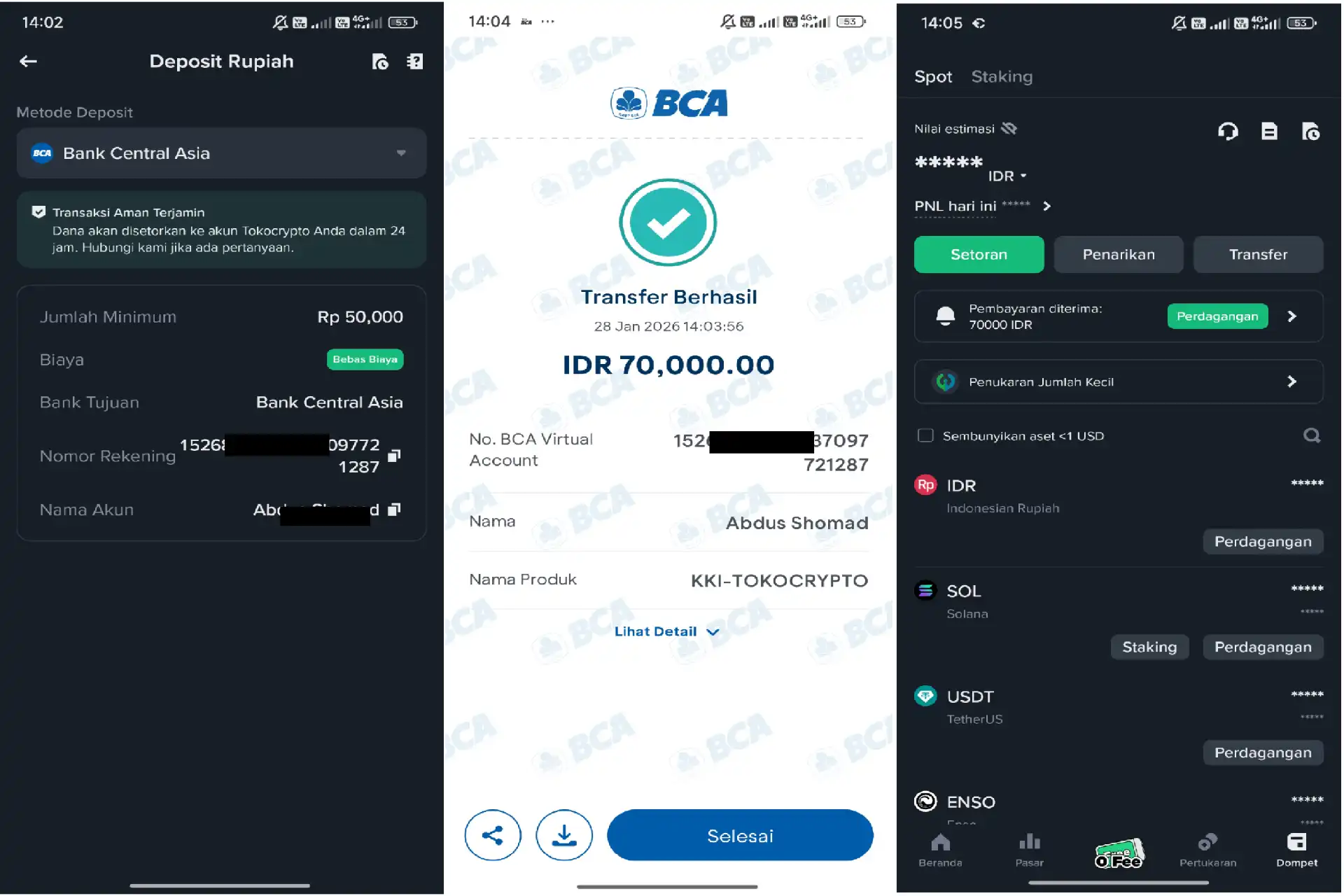 Deposit Tokocrypto via BCA