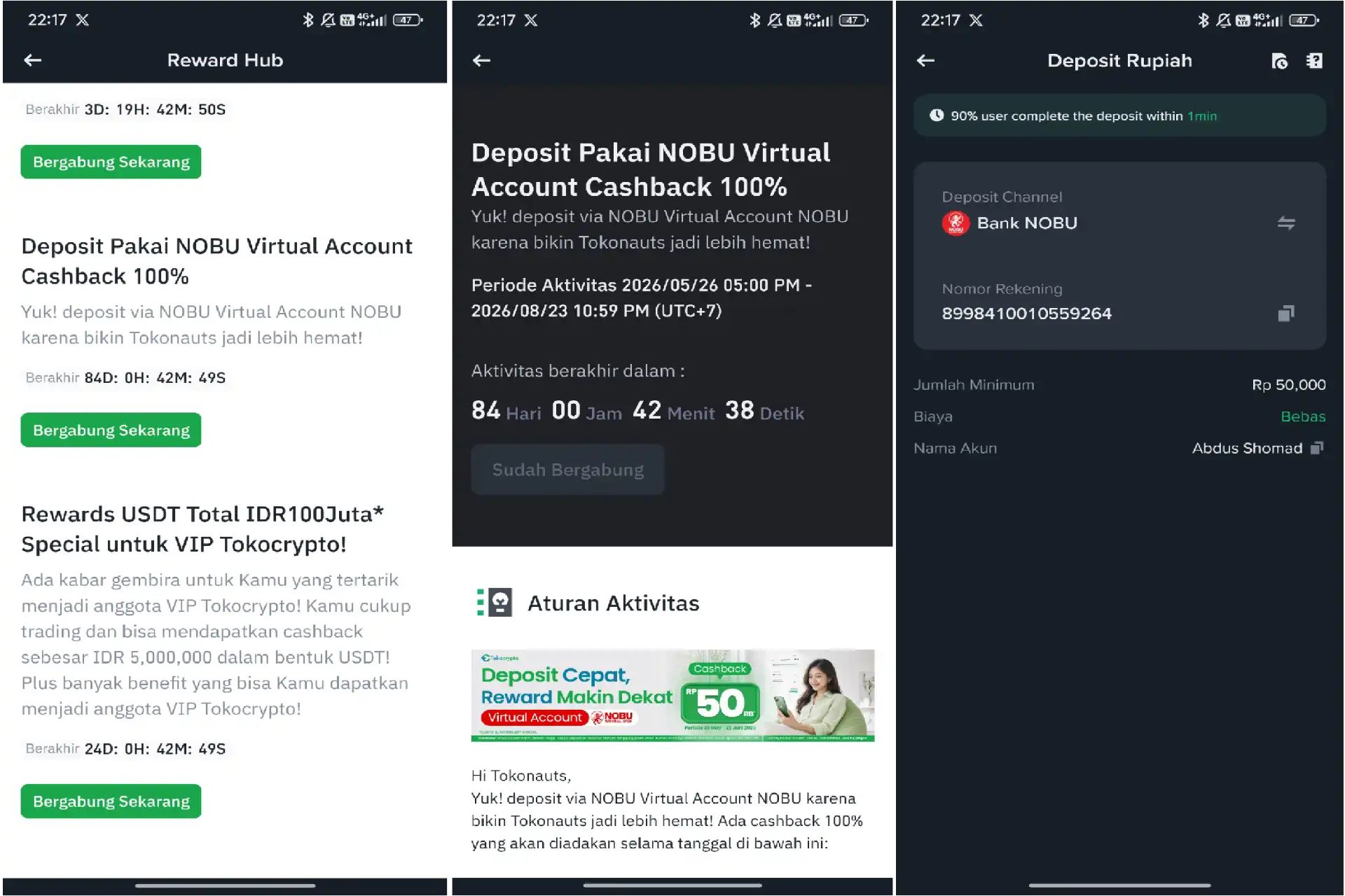 Makin Hemat! Cara Dapat Cashback 100% Deposit Tokocrypto via NOBU Virtual Account