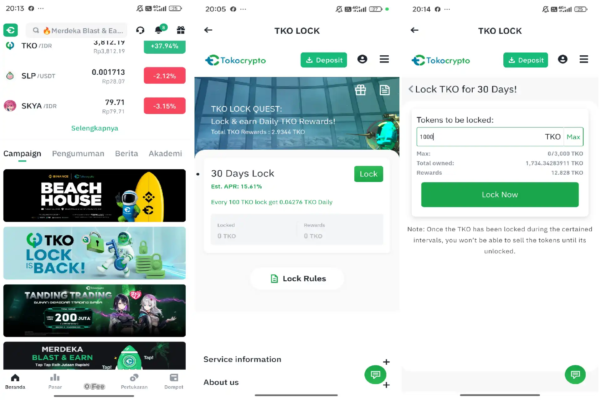 Cara Staking TKO Lock Tokocrypto