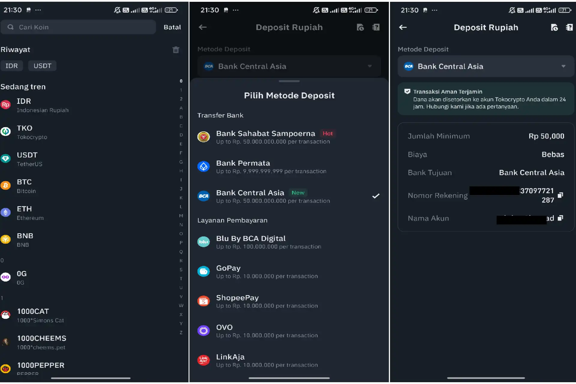 Deposit Tokocrypto via BCA