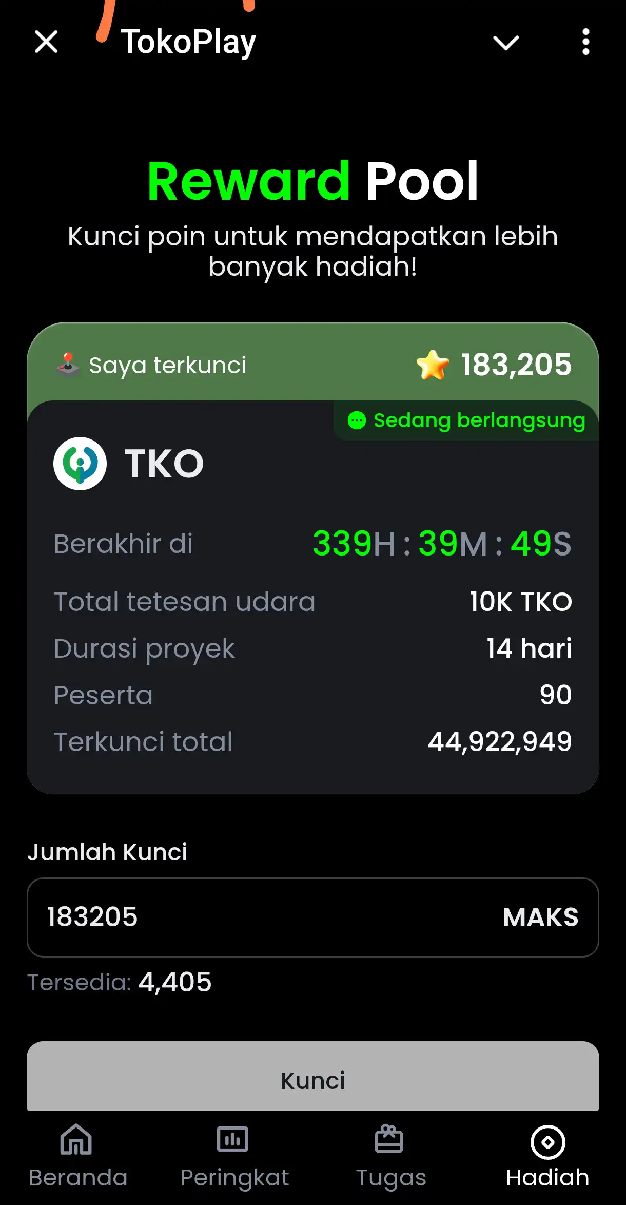 Reward Pool Tokoplay Mini Game Airdrop TKO Tokocrypto 