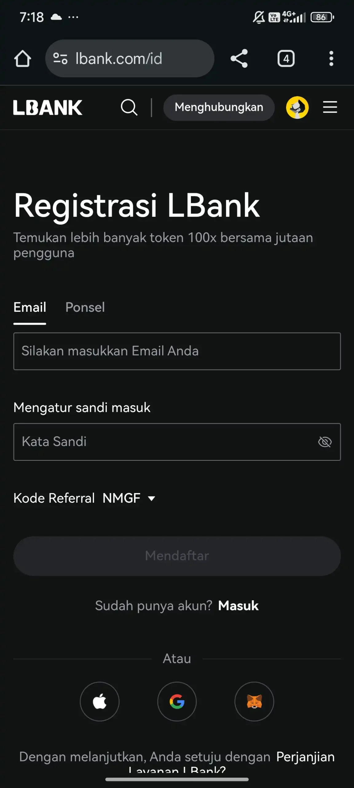 Daftar Lbank & Verifikasi Identitas Kyc