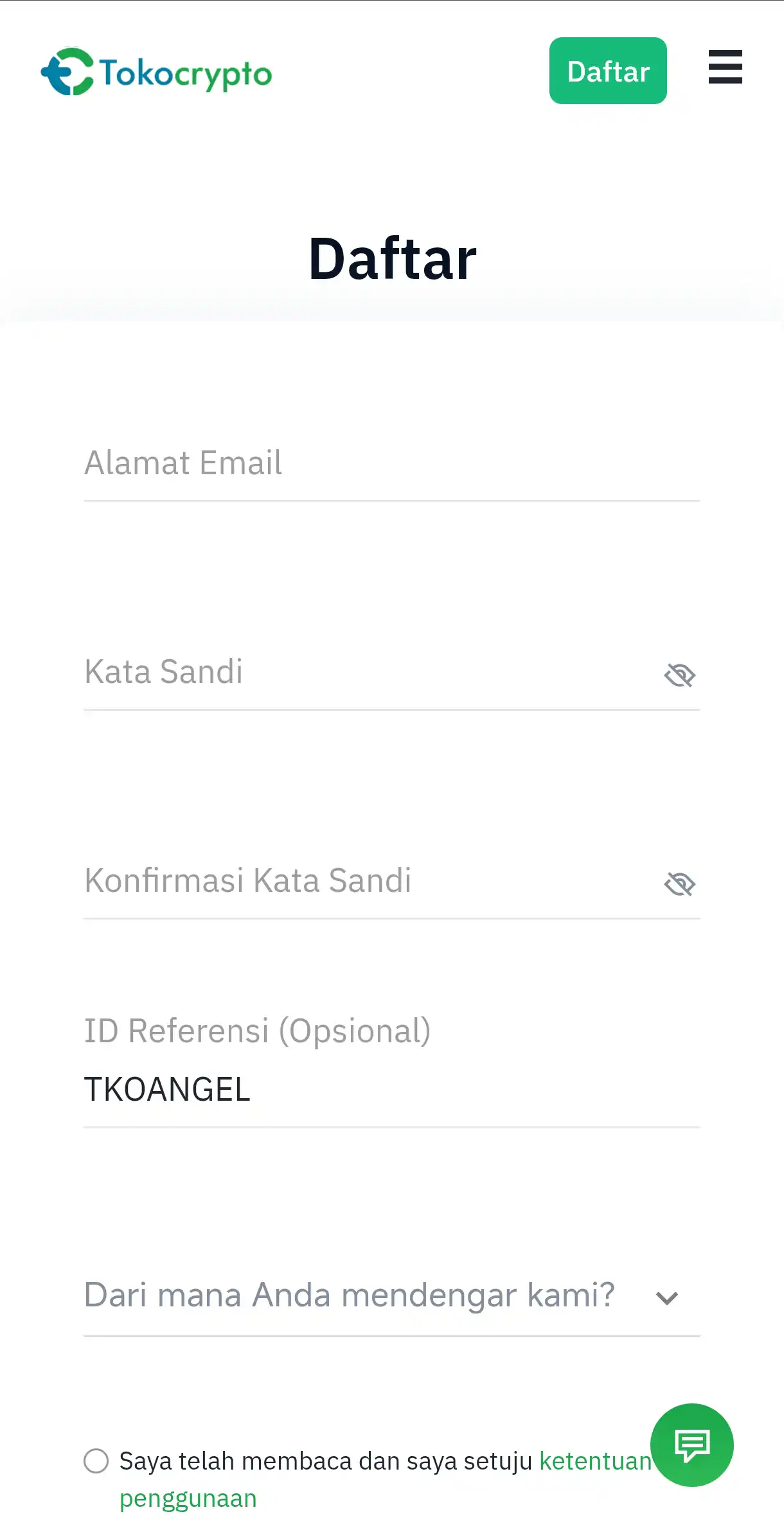 Kode Referral Tokocrypto