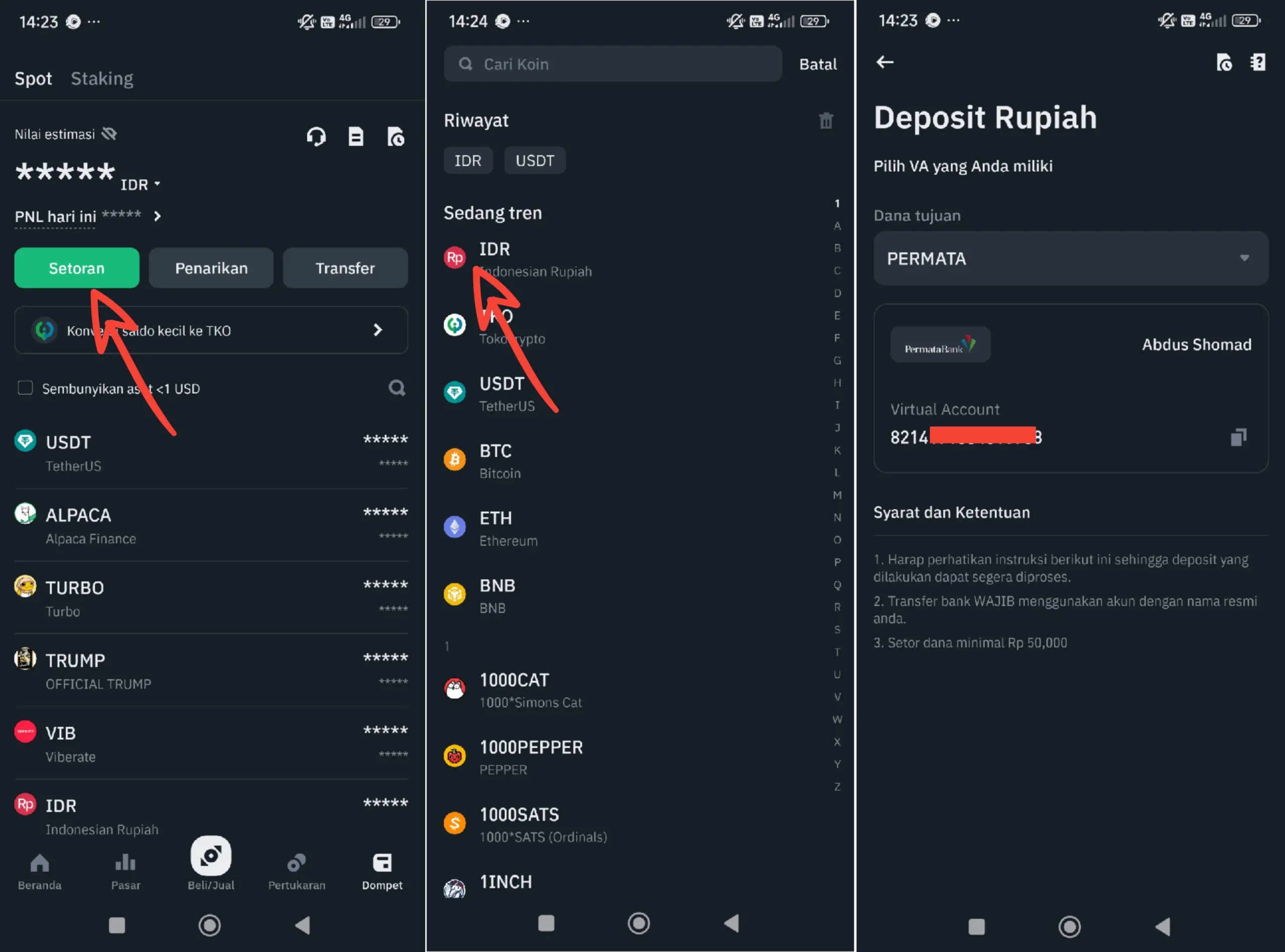 Setoran Tokocrypto via Krom Bank